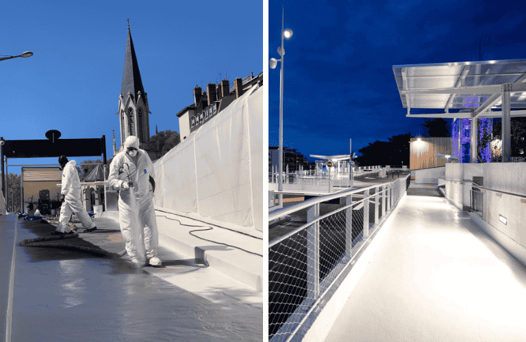 étanchéité projetée à chaud application par les Résineurs